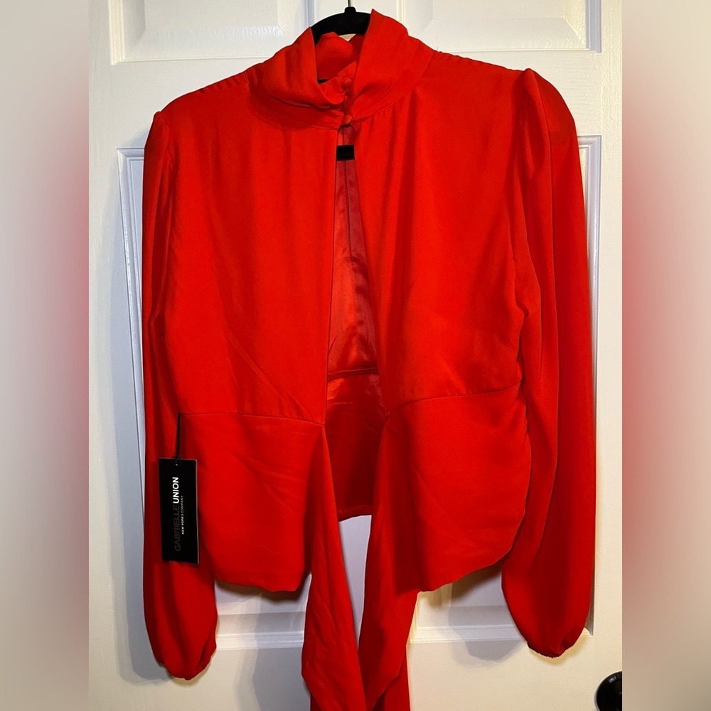 Red blouse with partial open back